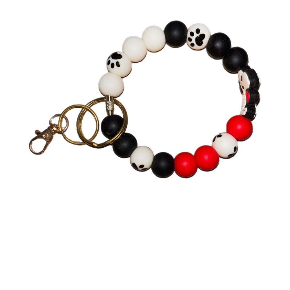 Wristlet Keychain Snoopy Beaded Keychain Bracelet - Picture 3 of 5
